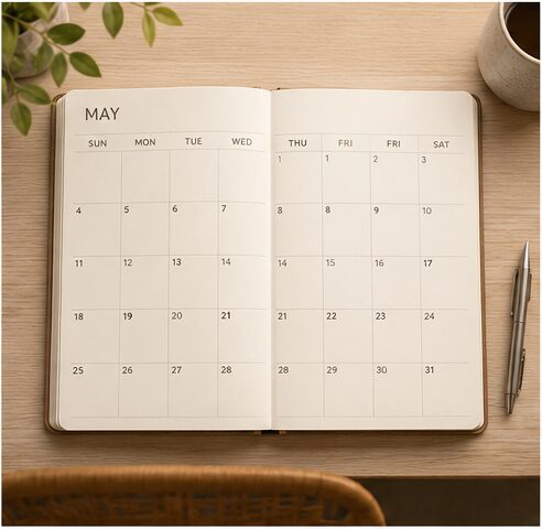 Open calendar with empty days