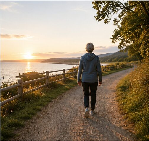 Person walking on a peaceful path